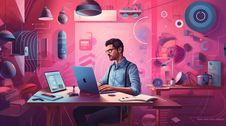 Man sitting behind his desk - generated by Midjourney